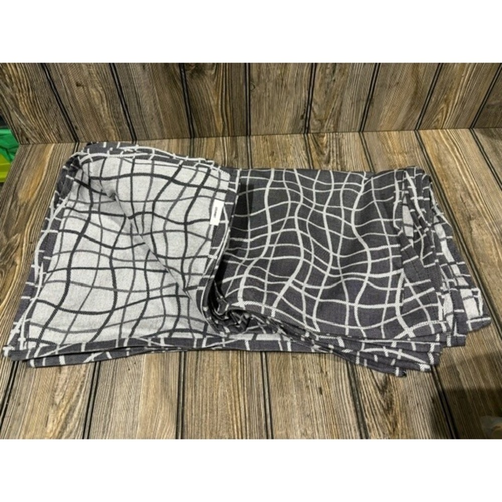 Set of 12 Gourmet Gray and White Patterned Party Event Cloth Reusable Napkins